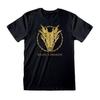 Game of Thrones House of the Dragon Gold Ink Skull Logo Black Crew Neck T-Shirt