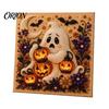 Cozy Seasonal Wall Display Halloween Faux Pearl Art Kit, Cute Ghost Skeleton Painting Whimsical And Pumpkin DIY 3D Craft Kit for Adults, Fall