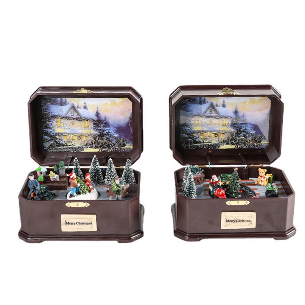 Christmas Led Music Box Train for Doll Rotated Xmas Birthday Party Decoration