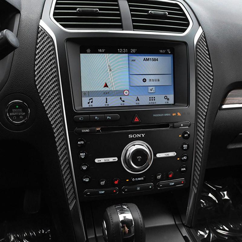 2Pcs For Ford Explorer 2013-2019 Car Interior Central Console Side Cover Trim Decor Stickers Carbon Black
