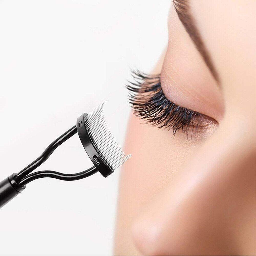 1Pcs Black Eyelash Comb Eyelash Curler Beauty Makeup Lash Separator Metal Eyelash Brush Comb Mascara Lift Curl Cosmetic Tool