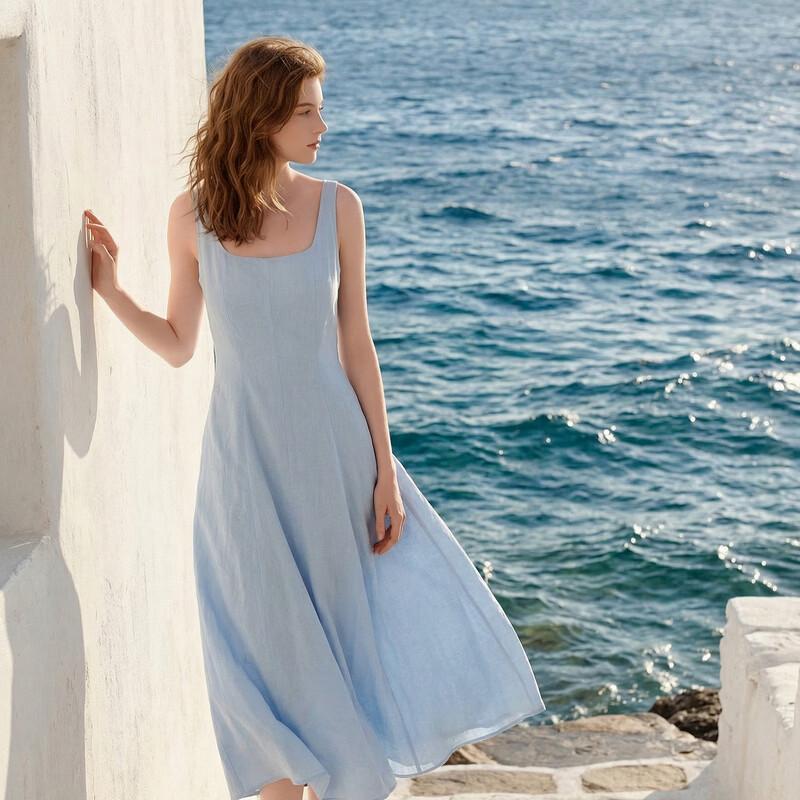SanCai French Square Neck A-Line Maxi Dress