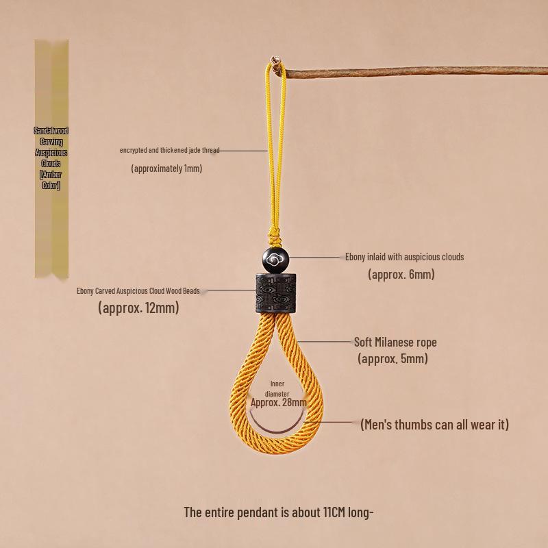 Handy-Lanyard: Handgewebter Sandelholzring, Retro-Schlüsselanhänger für Handys, USB-Sticks und Schlüssel.