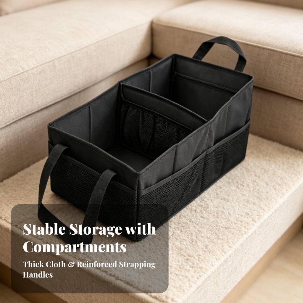 Foldable Car Organizer with Side Pockets Wear-Resistant for Travelers, Commuters