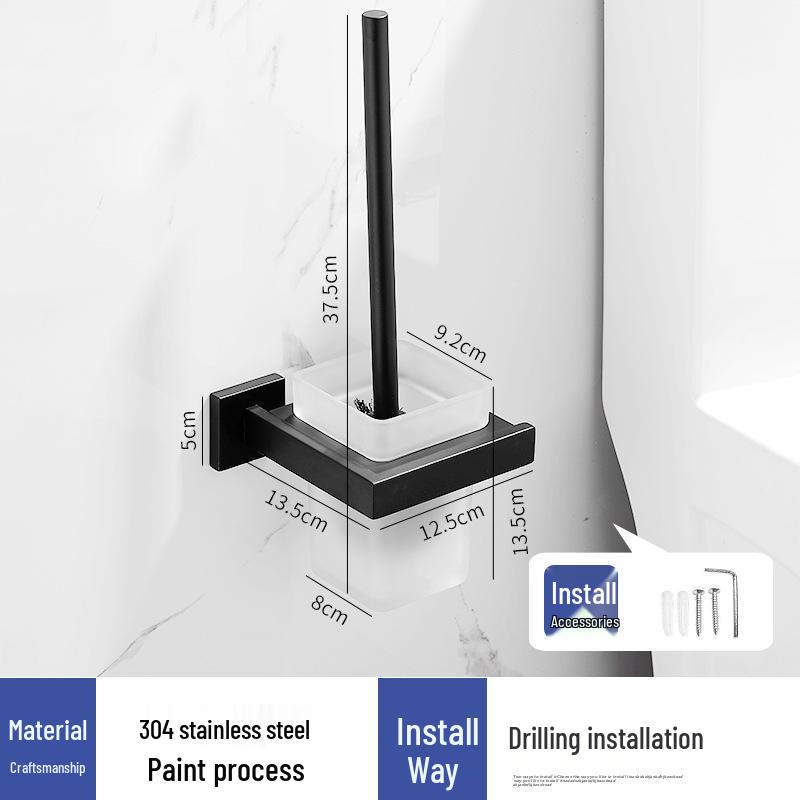 Stainless Steel Square Towel Rack: Wall-Mounted Bathroom Storage, Three-Piece Set