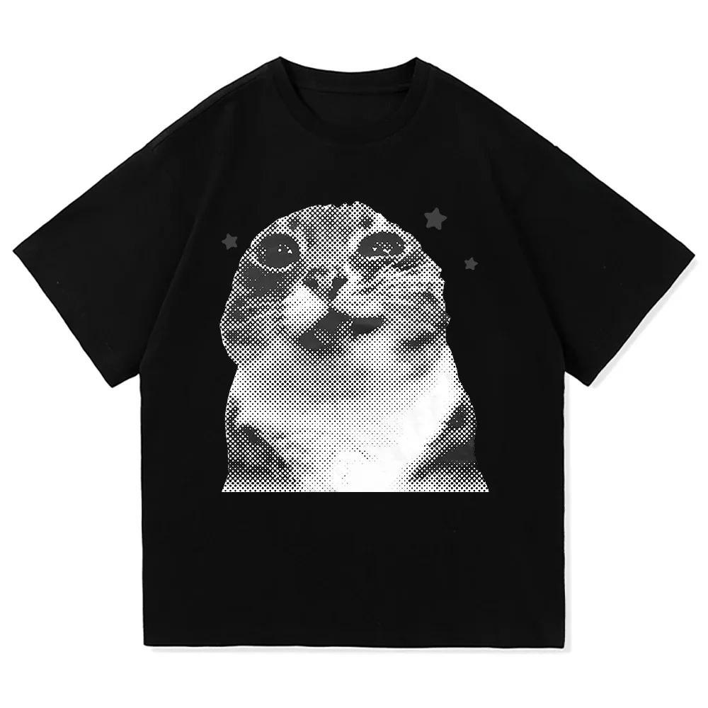Y2k Funny Cat Meme T Shirt I Do Not Think Therefore I Do Not Am Men Women Clothing Harajuku High Quality Tops Tshirts