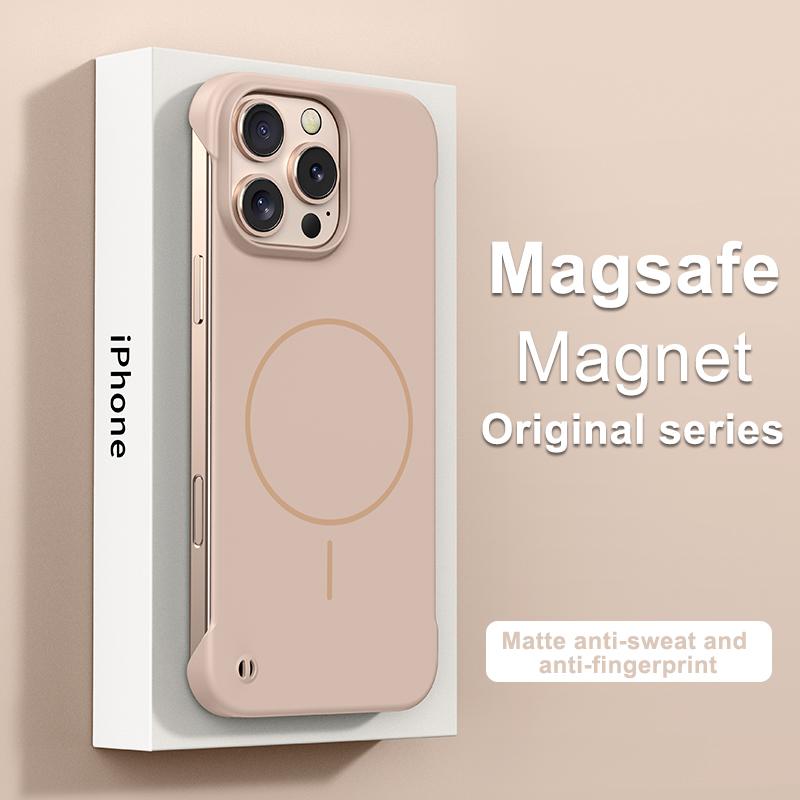Luxury Frameless Slim for Magsafe Phone Case For iPhone 16E 15 Pro 14 Pro Max 13 12 Wireless Charge Shockproof Magnetic Hard PC Bumper Cover