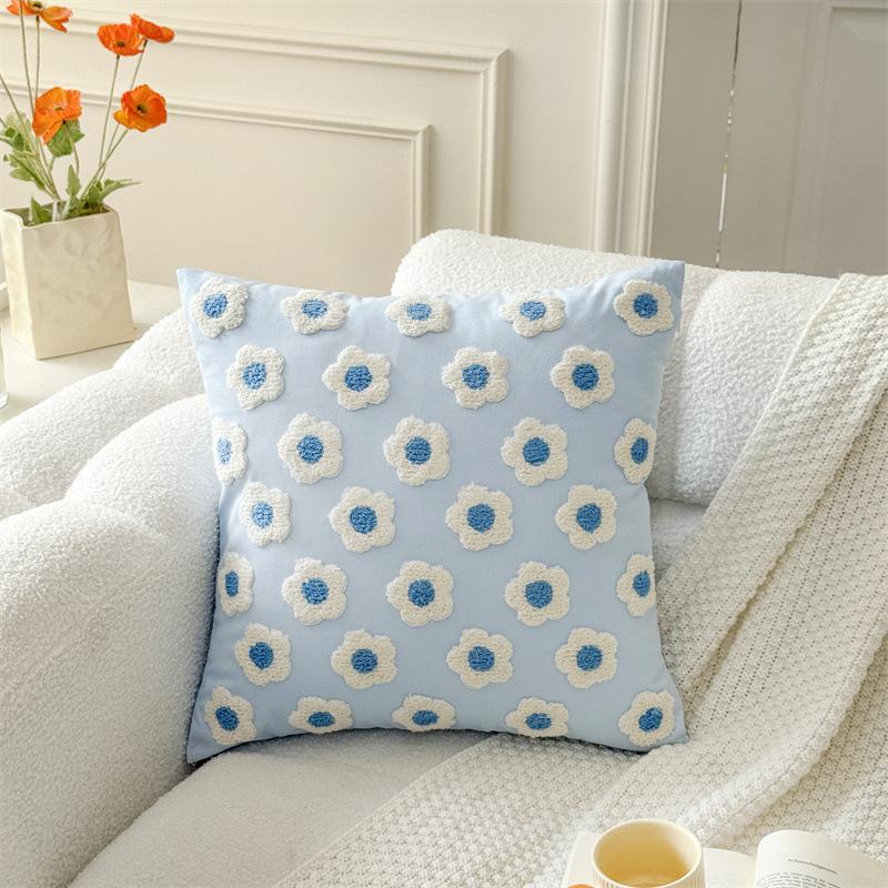 45x45CM Solid Color Square Throw Pillow Cover Light Luxury Nordic Flower Sofa Cushion Waist Cover Home Decorative Pillowcase