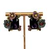 Vintage Court Style Flower Colored Gemstone Earrings Classical Elegance Grandeur Antique High-end Goods