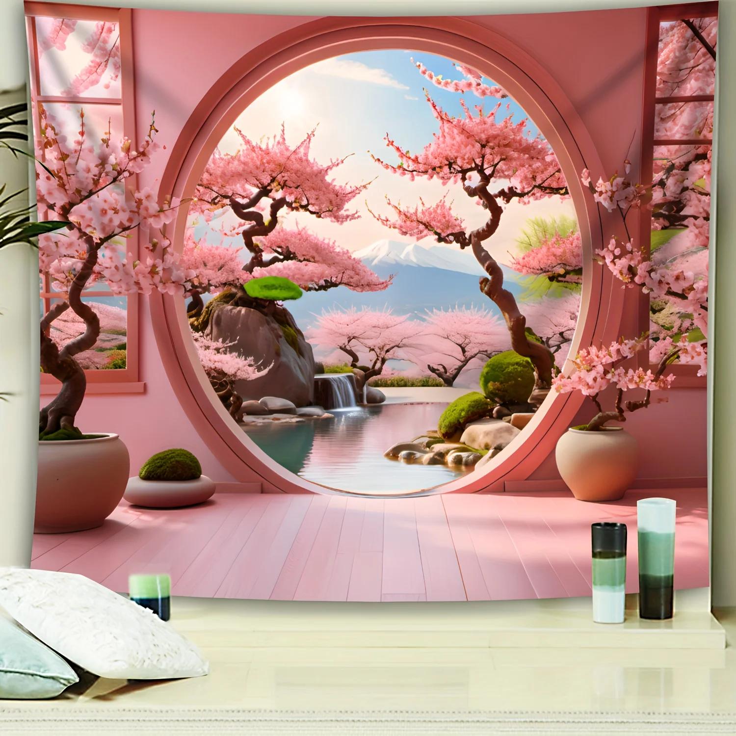 

Розовый Пейзаж Декоративный Гобелен Гостиная Спальня Офис Дом Декоративный Декор Комнаты Гобелен 180X280СМ 100x70cm