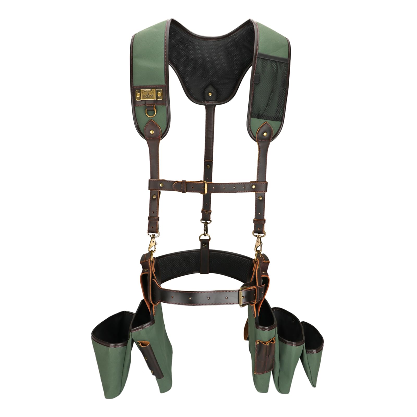 

TOURBON Waist Bag with Tool Bag with Multiple Canvas and Leather for Field Electrical DIY and More Suspenders, Pockets, Fabric, Work, Work, Repairs,