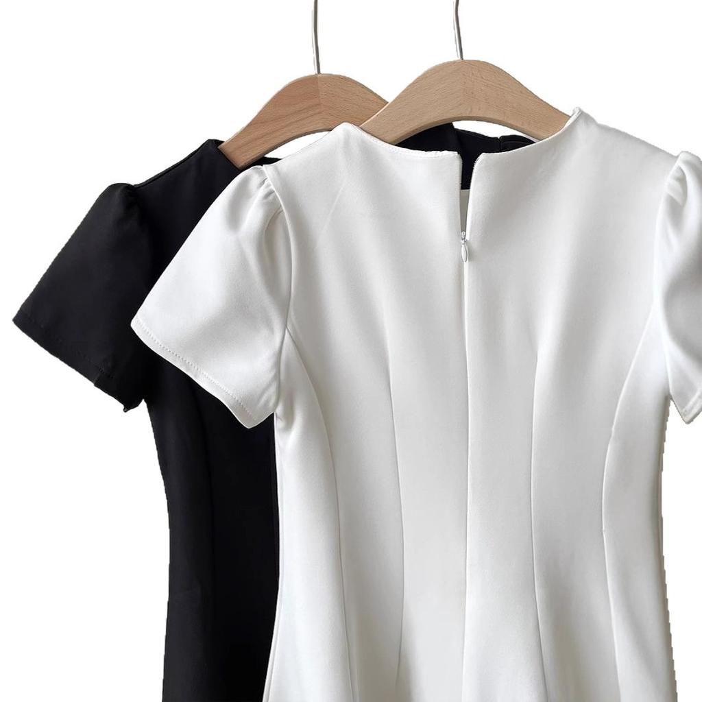 Short-sleeved Dress Women's Summer New Temperament Thin Material Suit Skirt Waist Thin A-shaped Skirt Short Skirt