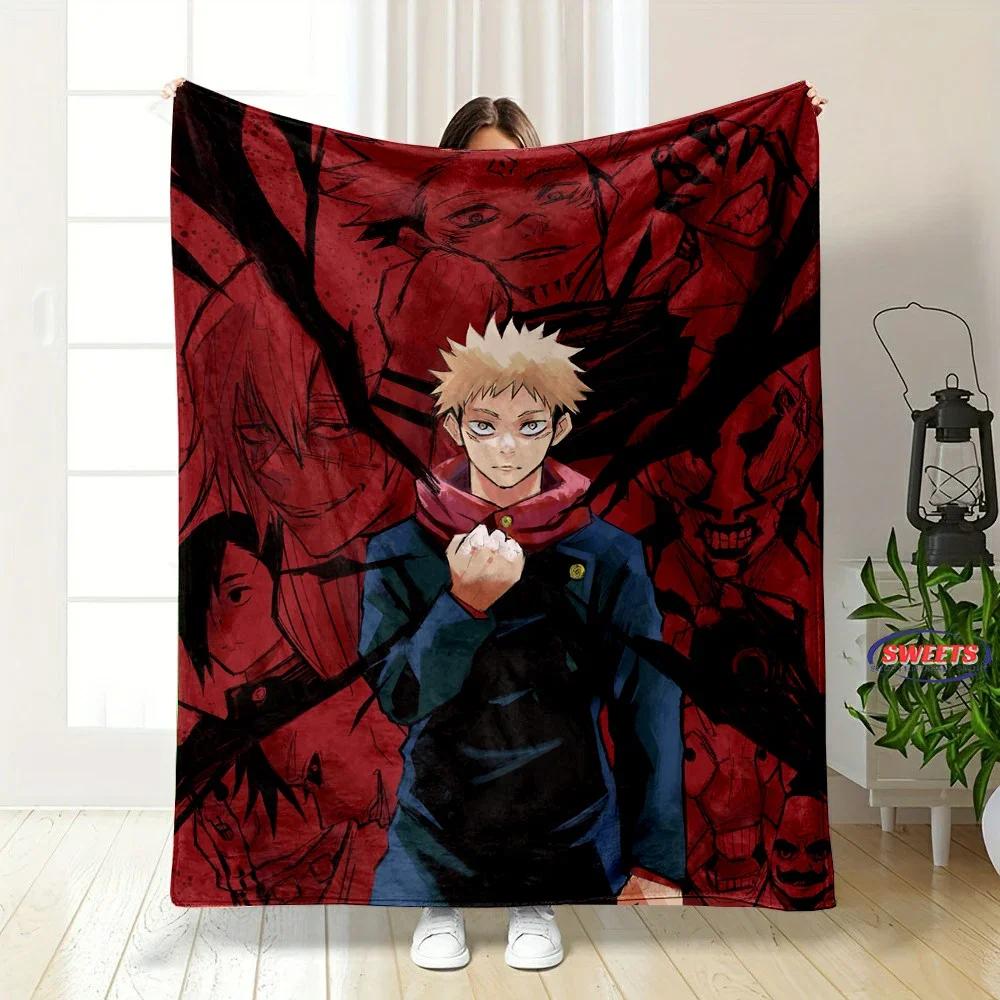 J-Jujutsu Ka1sen Anime Cartoon Flannel Blanket for Bed Bedroom Sofa Picnic,Warm Throw Blanket for Cover Outdoor Leisure Nap Gift