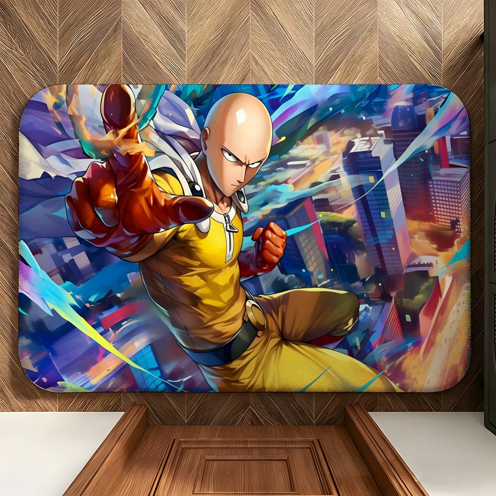 anime O-One-Punch M-Man Floor Mat Soft Flannel Floor Mat Suitable for Entryways, Living Rooms, Bedrooms, and Bathrooms