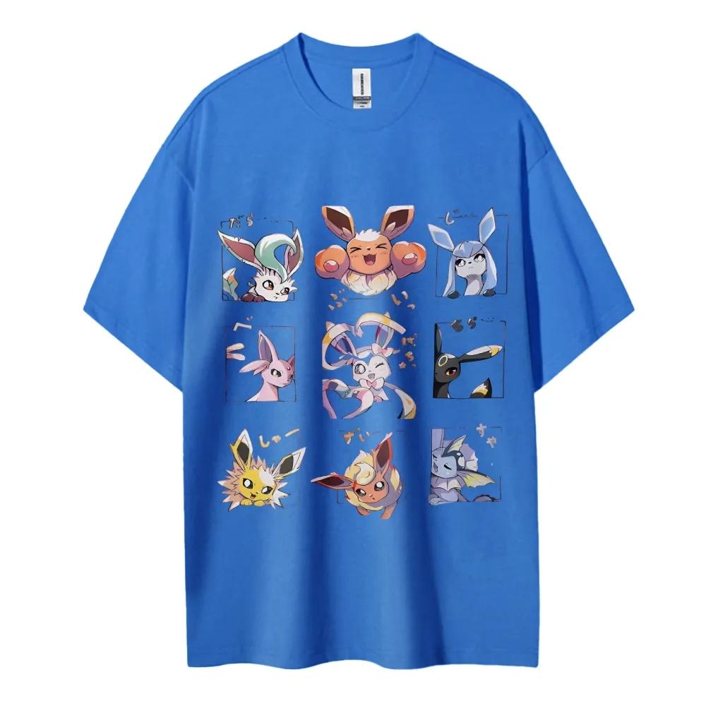 Pikachu Printed Short-sleeved T-shirts for Men, Women, Adults and Children, Pure Cotton Round-neck Loose