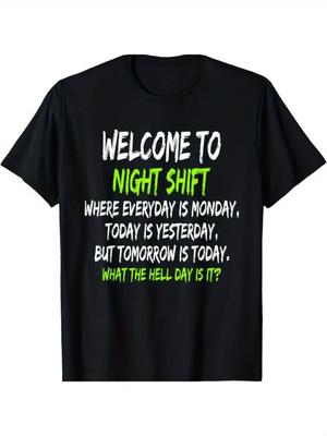 Humorvolles Mitternachtsschicht-T-Shirt für Nachtschichtarbeiter, Baumwollmischung Rundhals-T-Shirt