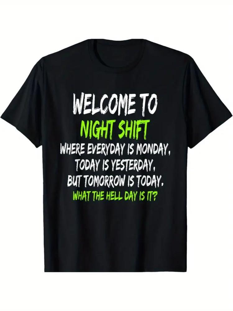 

Night Shift Workers Humorous Midnight Shift Tee, Cotton Blend Crew Neck T-Shirt M