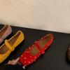 Damen flache Schuhe Retro Nieten Freizeit Schuhe Komfort Weicher Boden Ballerinas Wildleder Freizeit flache Schuhe Klassische Mary Jane flache Schuhe Zapatos Mujer