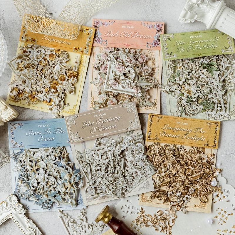 20pcs Vintage Corner Stickers European Style Flower Lace Hollow Materials Scrapbooking Deco Junk Journal Stationery Supplies