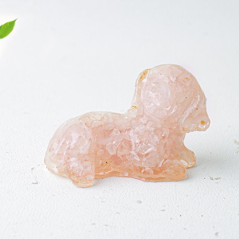 Crystal Resin Dog Face Decor With Natural Gemstone For Office And Home Tabletop Gift