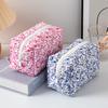 Floral Makeup Bag Large Capacity Organizer With Zipper For Travel And Home Use