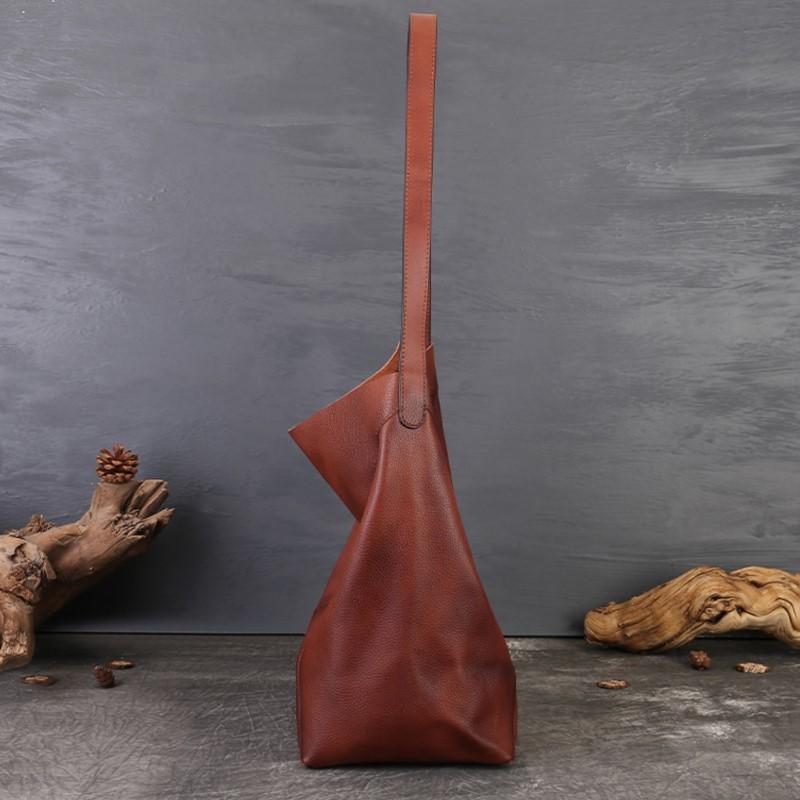 Johnature Large Capacity Retro Women's Bag Genuine Leather Tote Bag Versatile Soft Cowhide Shoulder Bag