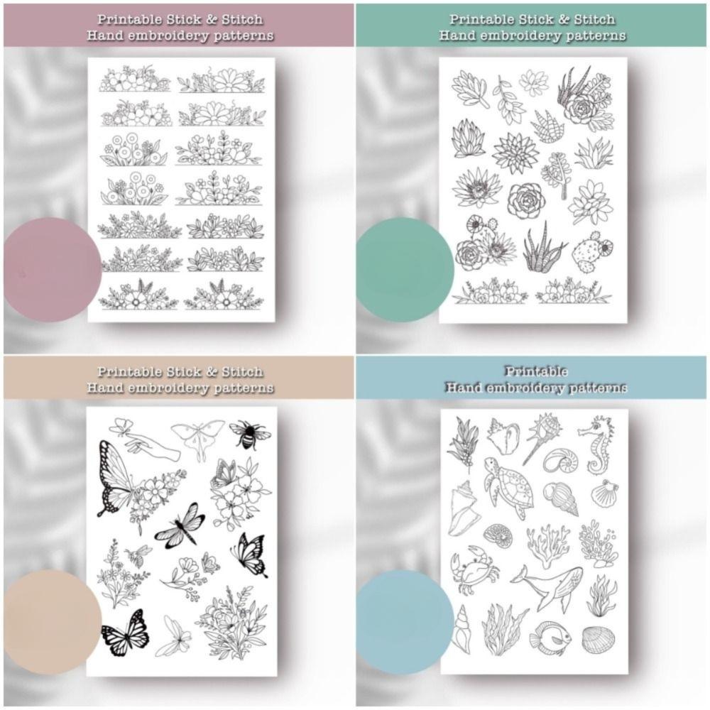 Flowers and Ocean Embroidery Pattern Stitching Embroidery Paper  Sewing Lovers