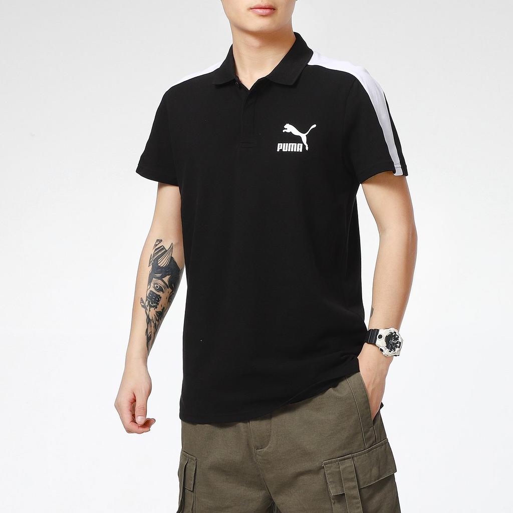 PUMA Polo Shirts Men's Black Polo Collar Moderate Straight Fit 532290-01