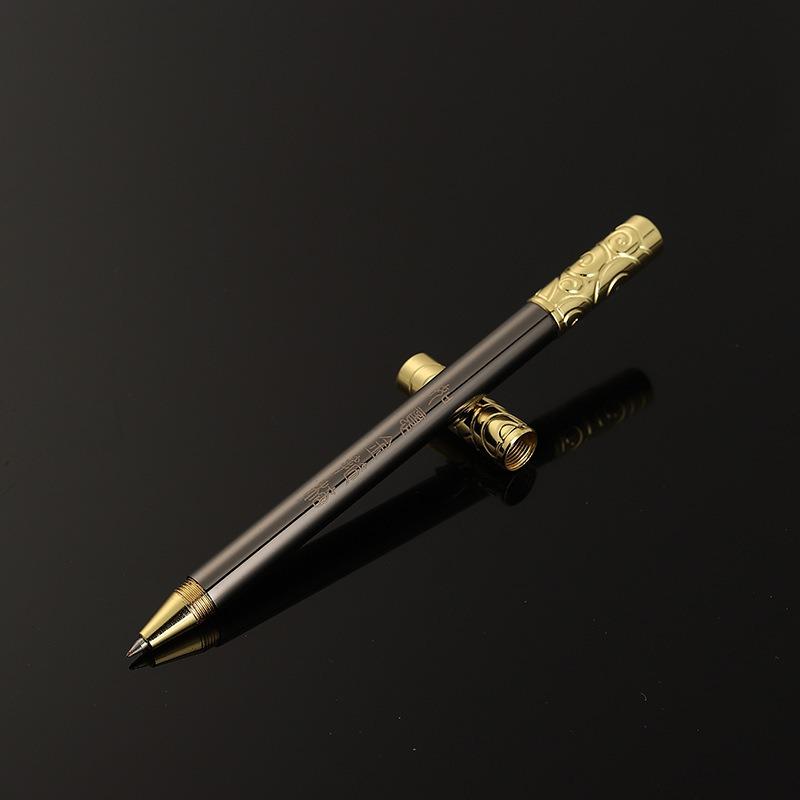 1 Stück modischer kreativer goldener Kugelschreiber mit Ring, goldener Kugelschreiber mit Kupferkappe, Business-Büro Metall-Signaturstift
