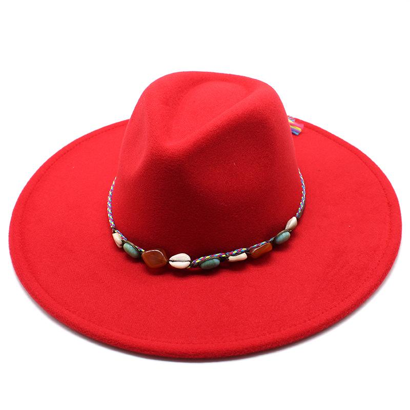 British Style Hat 9.5Cm Large Edge Woolen Top Hat Men'S And Women'S Warm Fringed Jazz Hat
