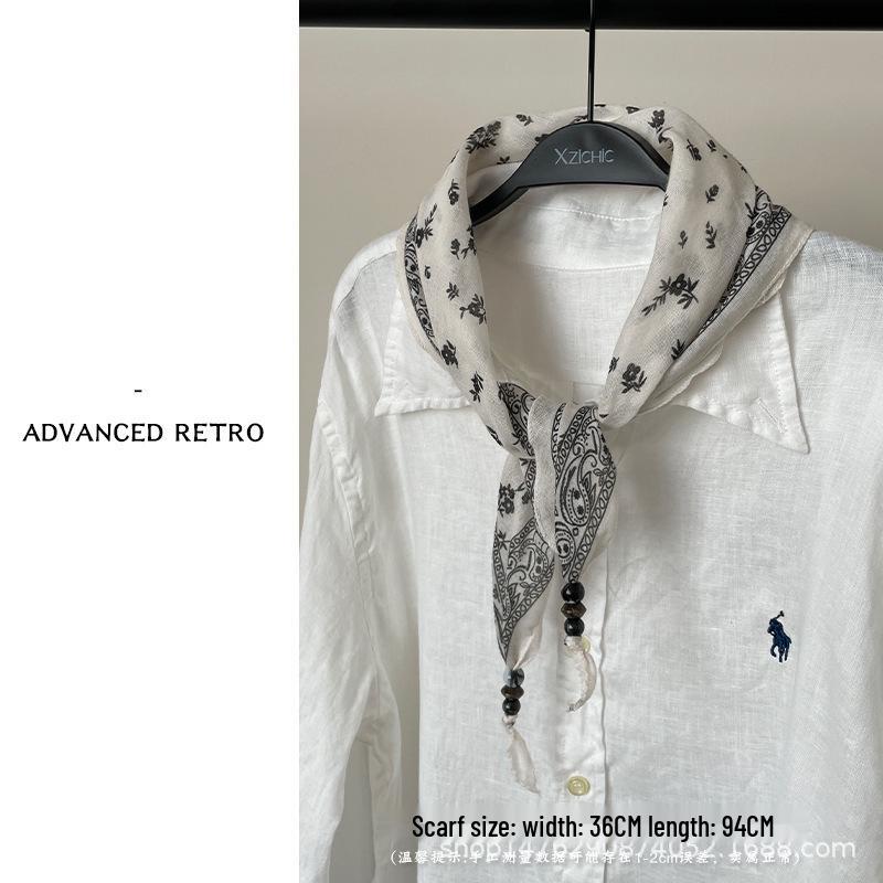 High-End Beaded Bandana Scarf: Spring & Autumn Fashion Accessory