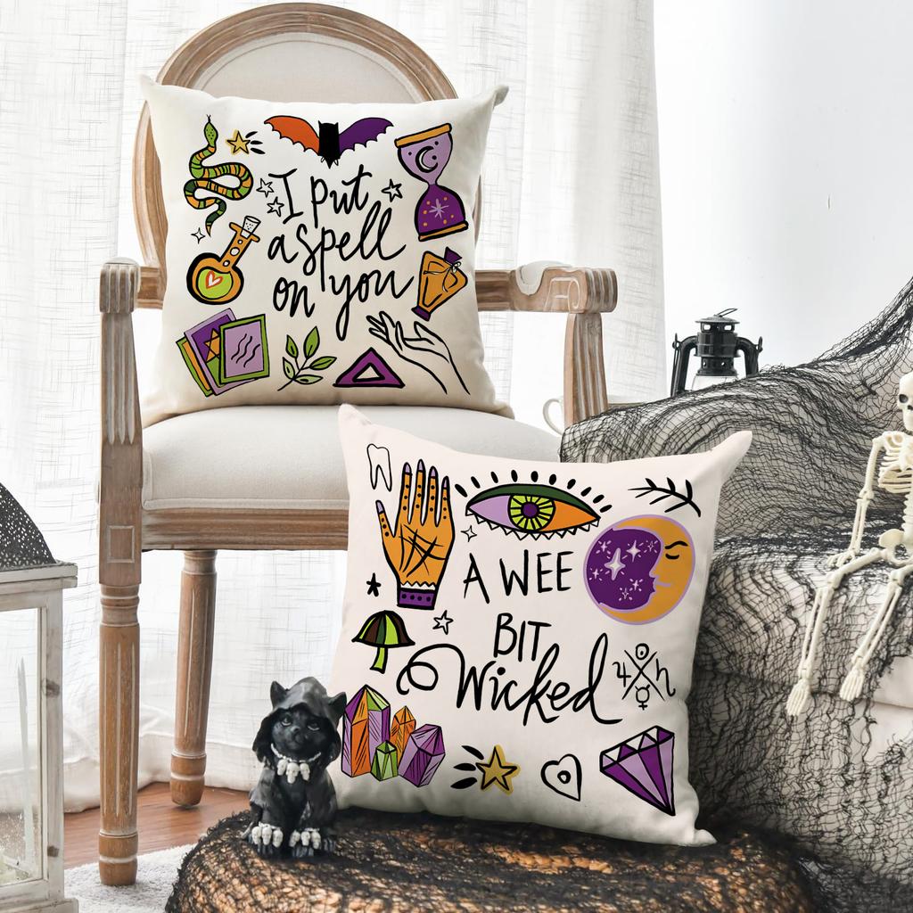 1/4 Halloween Pillowcase, Horror Witch Skull Cushion Cover, Decorative Sofa, Living Room, Bedroom Cushion Cover
