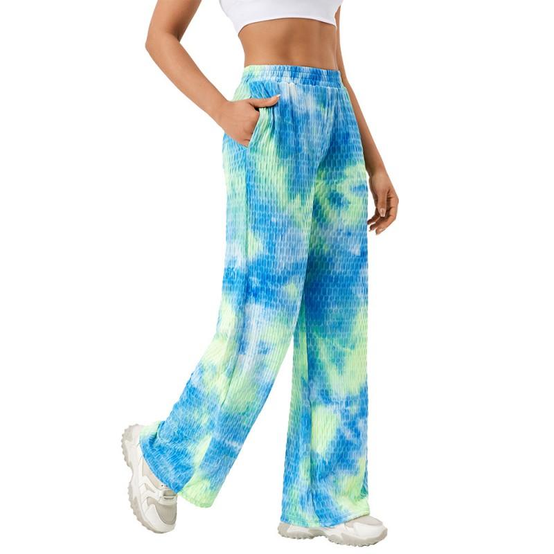 Womens Loose Straight Leg Athletic Pants Printed Stretch Running Fitness Casual