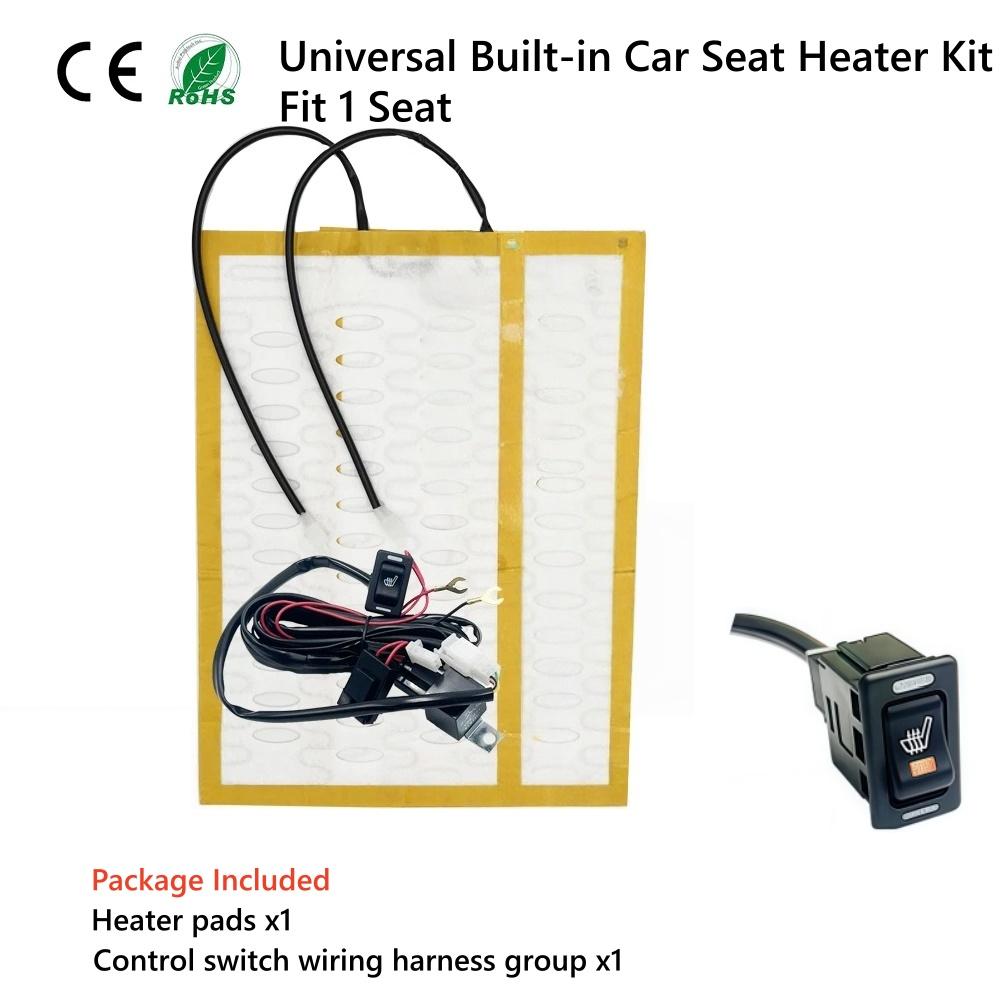 12V Built-in Car Seat Heater Kit Fit 1 Seat,Universal Alloy Wire Heating Pads Control Heated Switch System Wiring Harness