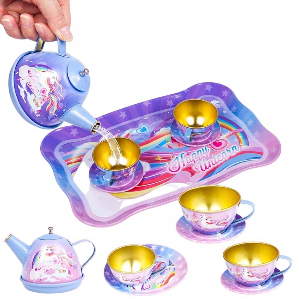 Large Unicorn Tea Set Tray Saucers Cups Kitchen Set