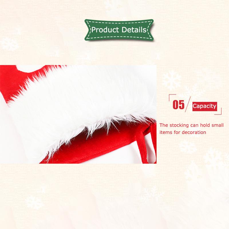 1PC Reusable Christmas Gift Bags with Sock Design Matching Red-Grey Christmas Sock & Bag Set 44x22cm