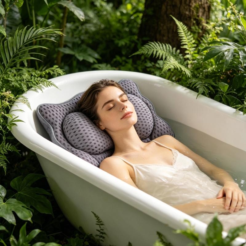 Premium Bath Pillow With net Fabric And Firm Suction Cups For Adults And Children