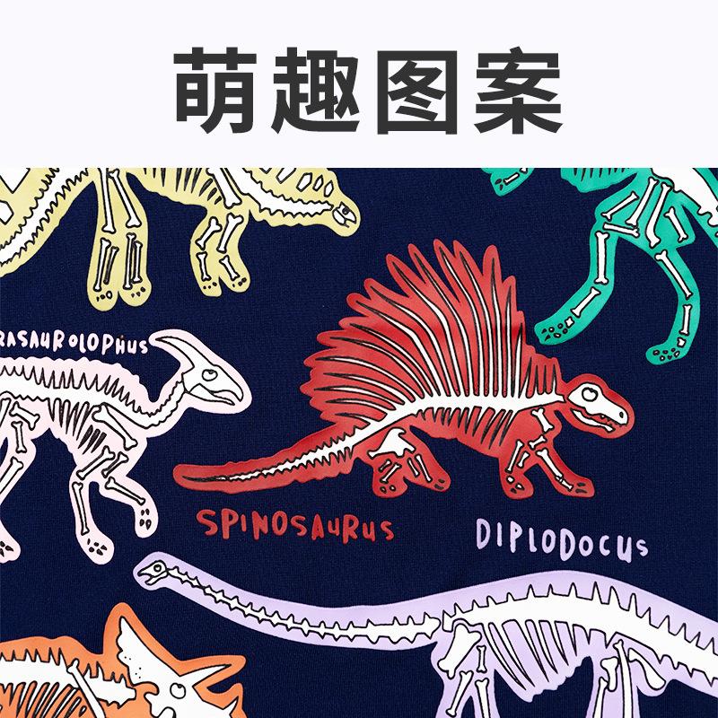 Boys Round Neck Short-Sleeved T-Shirt New Summer Children Dinosaur Glow-In-The-Dark Printed Tops Children'S Clothing