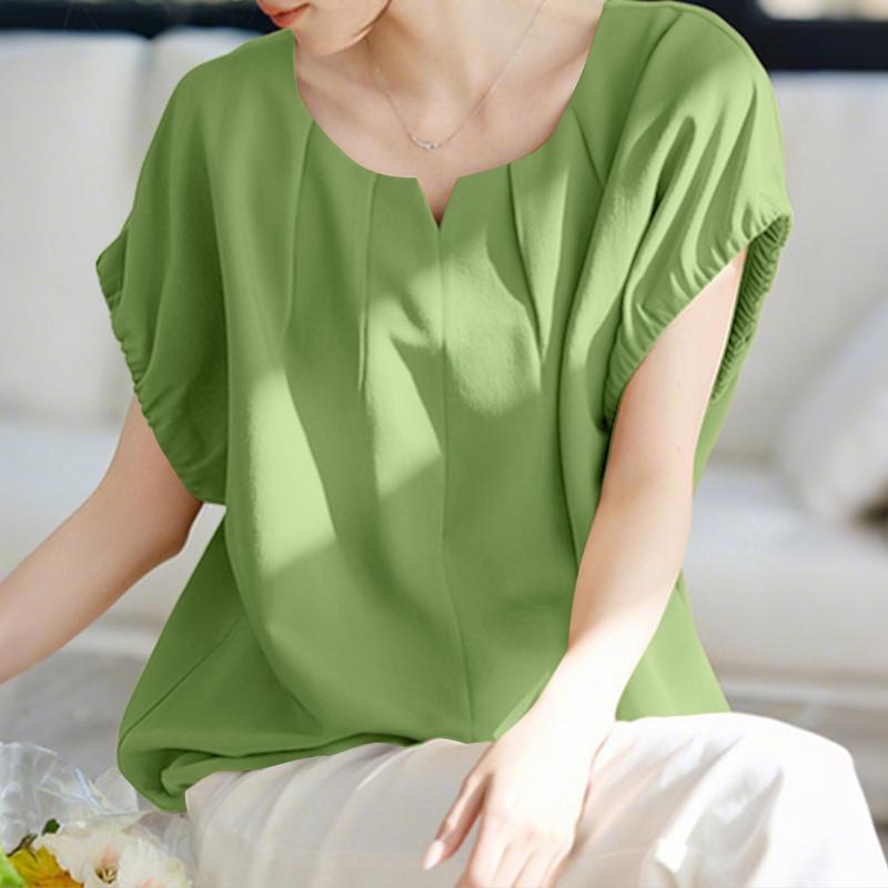 

ZANZEA Женская летняя блузка с V-образным вырезом, однотонная, повседневная, без рукавов 5XL зелёный