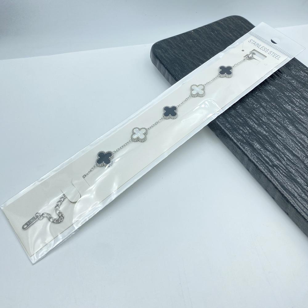 13mm Non-Fading Stainless Steel Four-Leaf Clover Bracelet for Women - Fresh Style