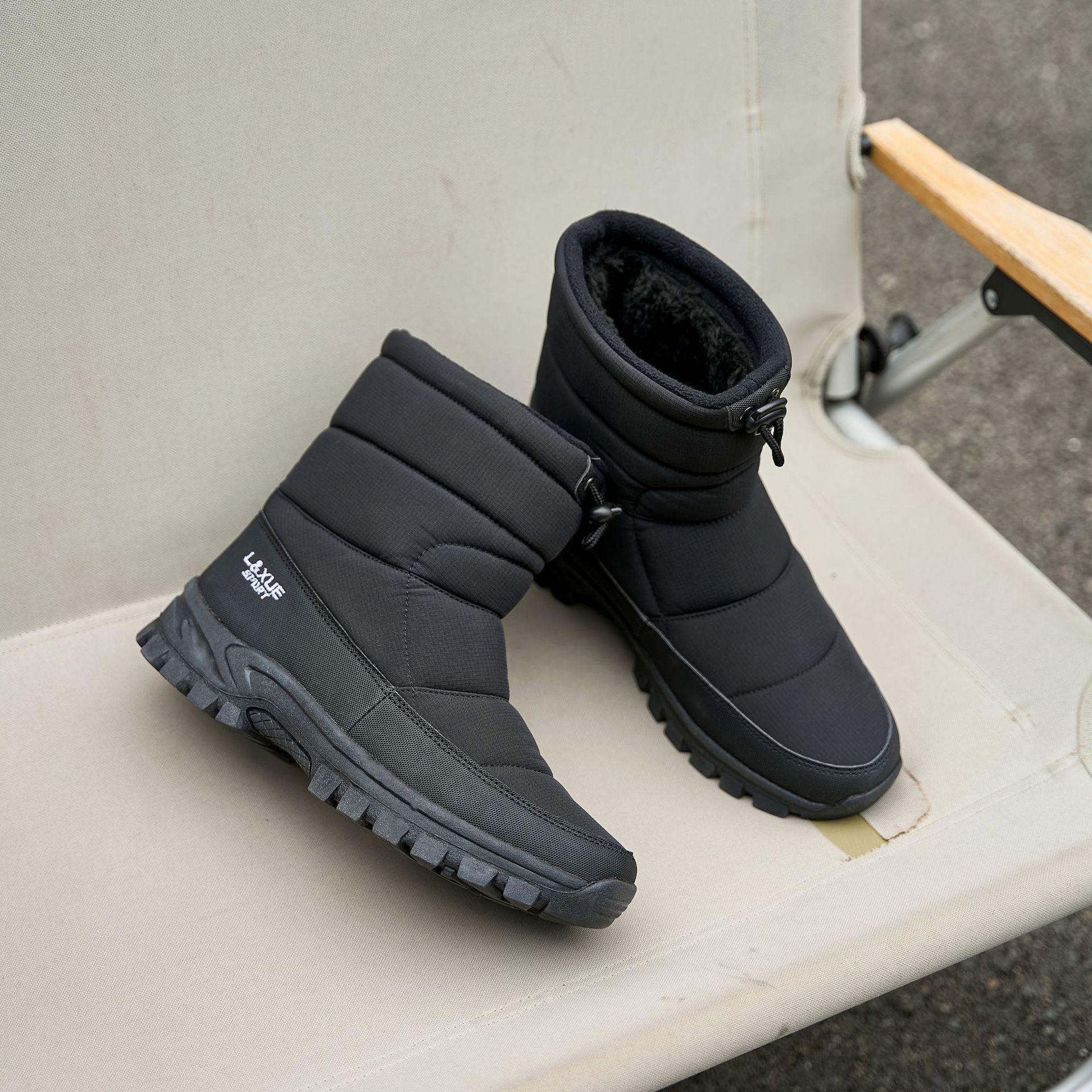 

Мужские зимние нескользящие ботинки для снегоходов — водонепроницаемые, теплые, мягкие, повседневные, средней высоты. 44 чёрный