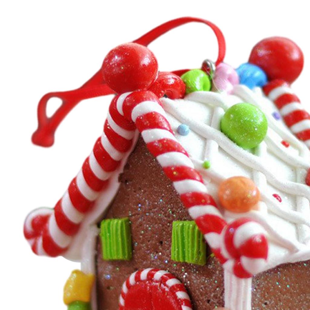 Christmas Gingerbread House Statue Xmas Tree Ornaments Resin Tabletop Decoration Xmas Table Centerpieces for Christmas Party