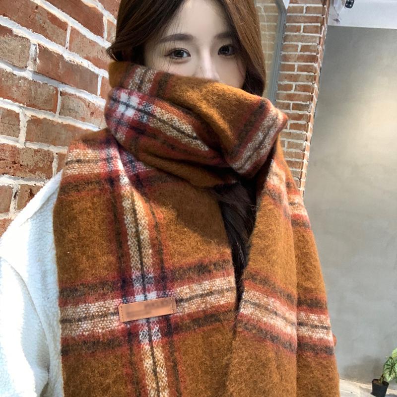 Knitted Scarf Headscarf Winter Women Men Preppy Plaid Tassel Warm Scarve Pashmina Mujer Femme Male Pareo Thick Wrap Shawl Unisex