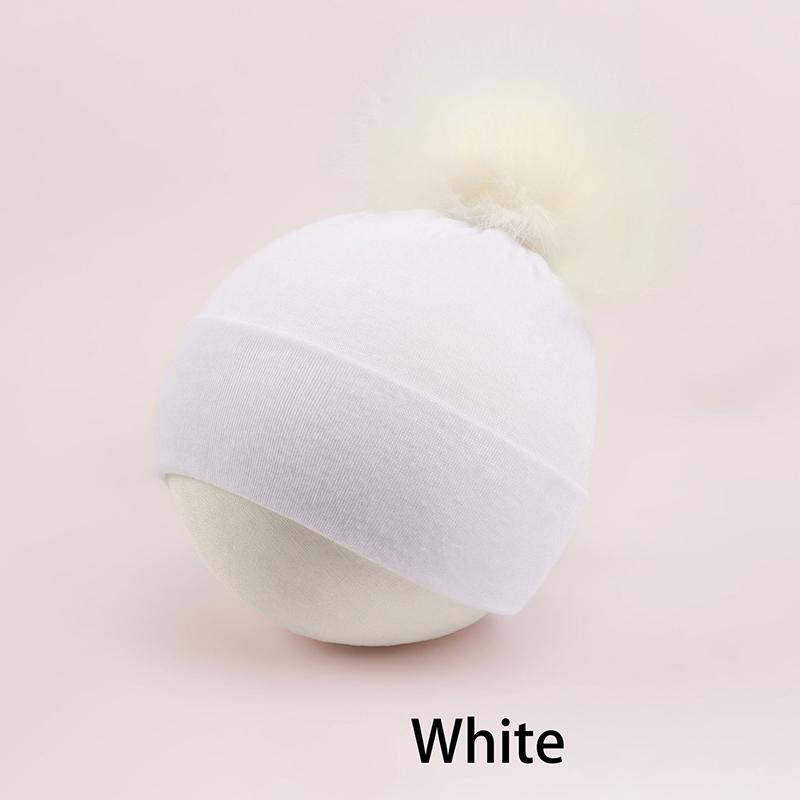 

Детские зимние теплые шапки с помпоном для малышей, мягкие вязаные шапки для мальчиков и девочек, эластичные детские шапки-чепчики из хлопка, шапки для девочек белый