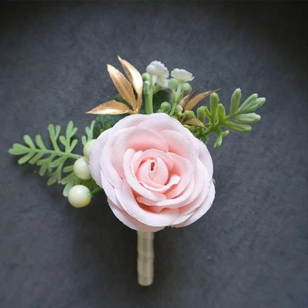 Bohemian Wristlet Corsage Pink Wedding Corsage New Rose Flower Corsage  For Brides Groomsmen