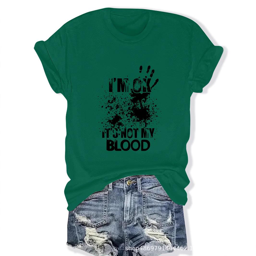 

Women s Cross-Border Fashion Round Neck T-Shirt L зелений