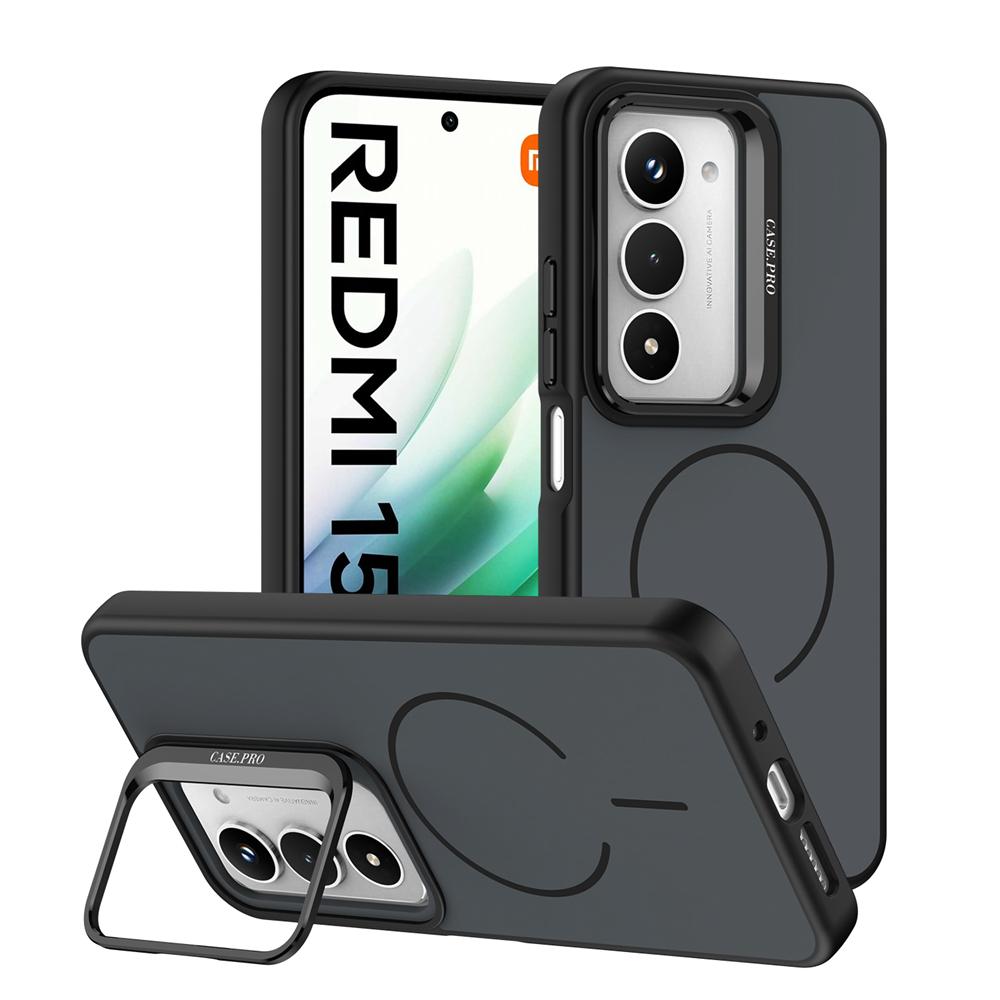 KEYSION Matte Skin Feel Lens Stand Phone Case for Magsafe for Xiaomi POCO M8s 5G Magnetic Shockproof Cover for POCO M8S 5G