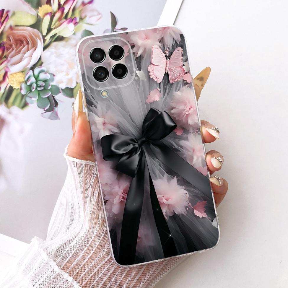 Clear For Samsung M53 5G Case Luxury Fashion Butterfly Funny Cute Painted Cover For Samsung Galaxy M53 5G SM-M536B Casing