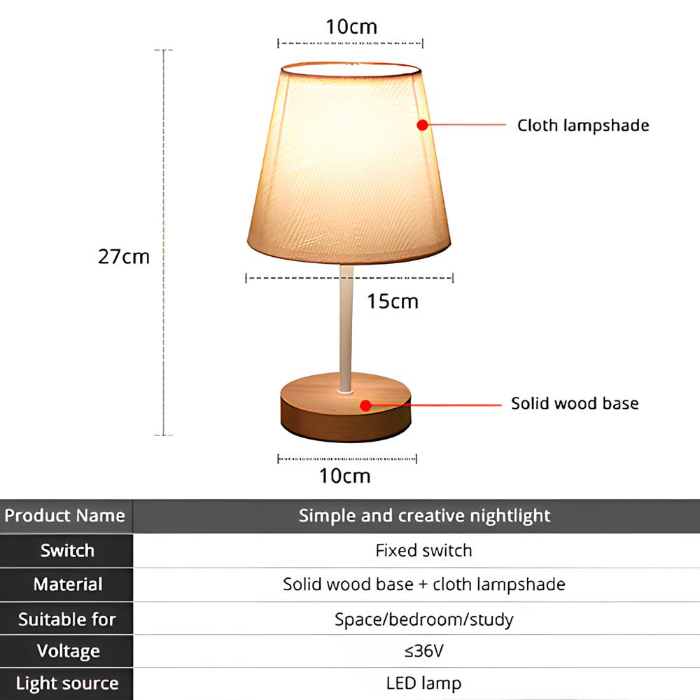 Lampada da comodino decorativa da tavolo in legno massello nordico, semplice e creativa, con telecomando, piccola luce notturna a risparmio energetico a LED
