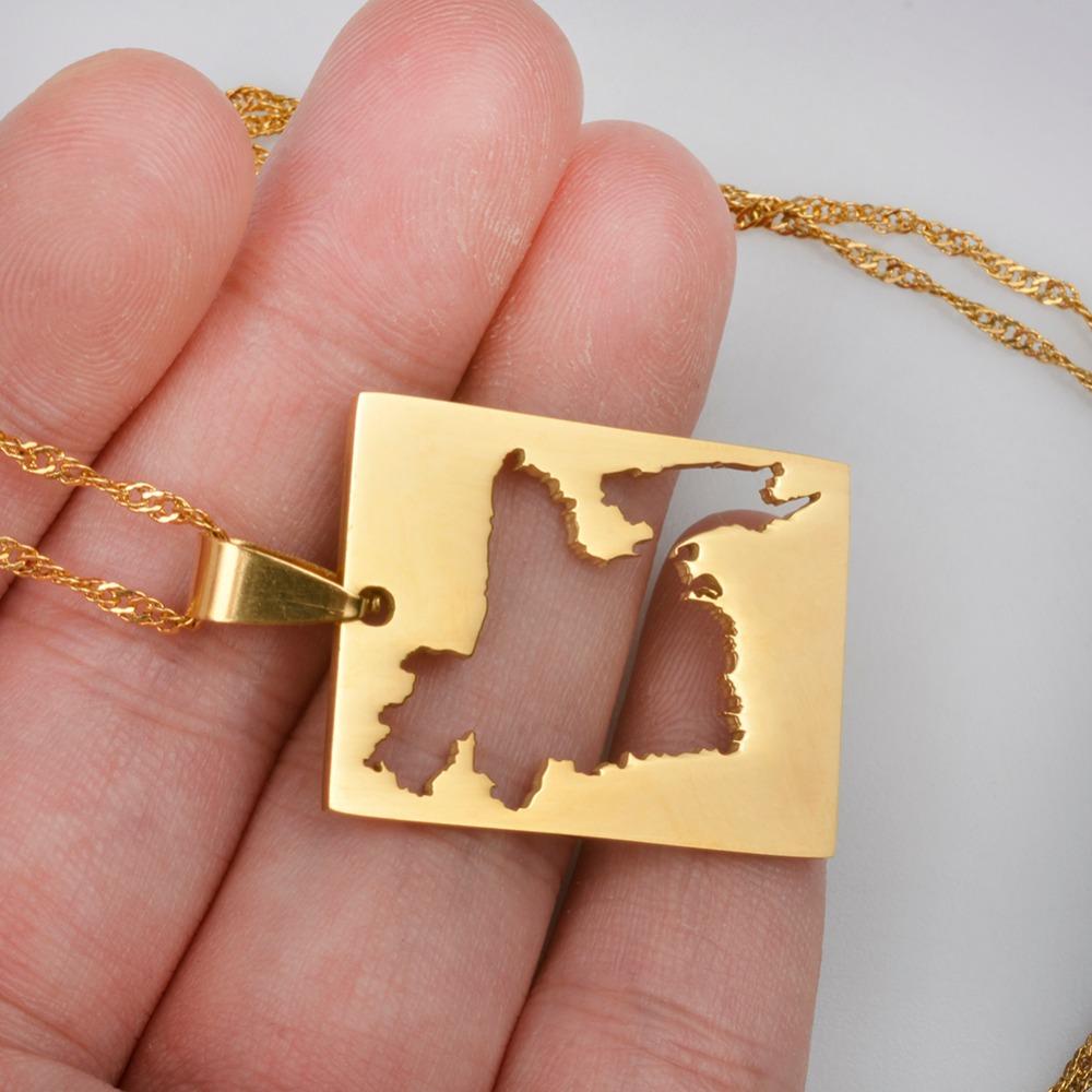Anniyo Bengal Country Map Pendant and Thin Necklace Gold Color Jewelry Bangladesh Maps of Bengalese Patriotic #018421